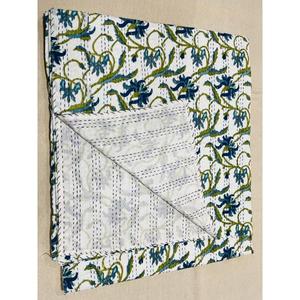 Elegant Cotton Kantha Quilt <b>Displaying</b> Heritage Block Print Design With Soft Breathable Fabric Crafted For Peaceful Rest - Product Image 5