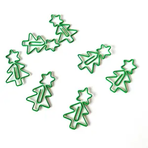 50 Piece Green Christmas Tree Shaped Paper Clips for Document Organization