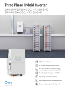 อินเวอร์เตอร์ไฮบริดแรงดันสูง 3 เฟส 380V รุ่น Deye SUN-29.9/30/35/40/50K-SG01HP3-EU-BM3/BM4 ขนาด 30kw 35kw 40kw 50kw - Product Image 6