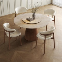 Table de salle à manger ronde en bois massif de luxe moderne. Table à manger avec plateau tournant Rock Slab. Plusieurs tailles disponibles