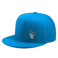 Casquette Snapback Noire Personnalisée avec Broderie 3D Main de Squelette, 6 Panneaux, Visière Plate, Style Hip Hop, pour Hommes – Vente en Gros