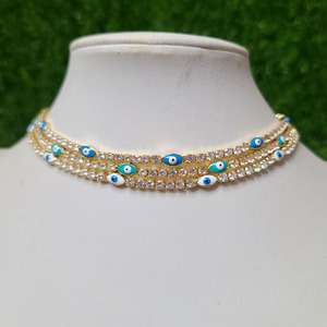 NZ1033 New Chic Dainty Oro Minimalista Cubic Zirconia Diamante DELLA CZ con Smaltato Evil Eyes Da Tennis Della <span class=keywords><strong>Collana</strong></span> Del Choker - Product Image 3