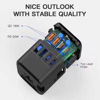 Cantell GAN 2U2C 20W PD QC 3.0 Chargeur mural USB à charge rapide UK US EU AU Plug Adaptateur de voyage universel avec USB et Type C