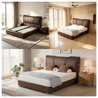 Ensemble de meubles de chambre de luxe : Lits modernes rembourrés, cadres de lit Queen en bois, lits superposés en métal gain de place