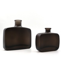 Bouteille en verre vide de luxe pour diffuseur de parfum d'ambiance, 100ml 200ml, plate, mignonne et élégante, avec bouchons en liège