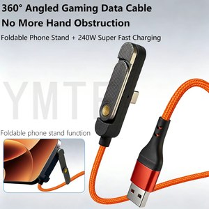 Nouveau support de téléphone avec câble USB <span class=keywords><strong>30</strong></span> <span class=keywords><strong>broches</strong></span> à tête coudée double C, conception tressée, 240W, support pliable - Product Image 5
