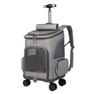 BSCI Factory BSCI Factory Top Sale Travel Roll <b>Wheels</b> Stroller Trolley Linen Zaino Dog Cat <b>Backpack</b> Carrier for Weekend Outdoor - Product Image 5