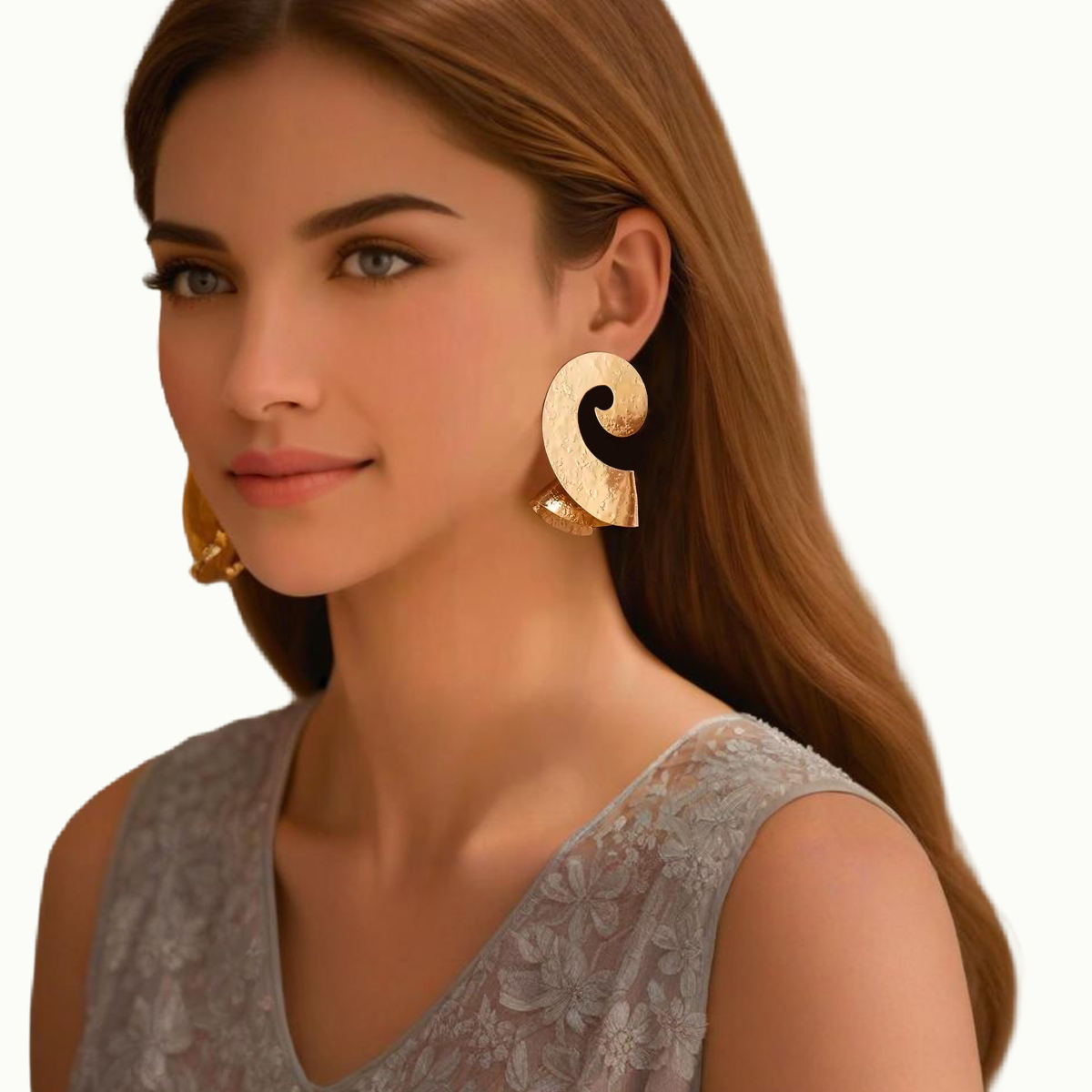 Exaggerated Large Irregular Metal Stud Earrings for Women Trendy - Main Image