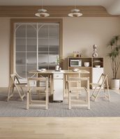 Ensemble table et chaises pliantes en bois style crème, multifonctionnel et simple, pour usage domestique, design pliable pratique pour repas mobiles