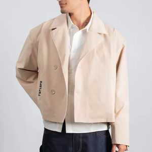 Chaqueta Corta de Hombre Estilo Gabardina, Casual, con Solapa, Corte Holgado, Minimalista, para Primavera y Otoño - Product Image 2