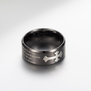 Popular yunnique cross-border jewelry: unique, retro, fashionable matte Isaiah cross <b>titanium</b> steel <b>rings</b>, bracelet - Product Image 4