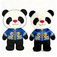 Peluche Panda en Coton PP Doux, Tenue Bleue Tang, Dragon Doré, Poupée en Peluche Traditionnelle Chinoise, Cadeau de Style National, Jouet en Peluche Panda