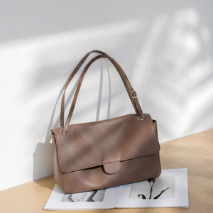 Brown Pebbled <b>Messenger</b> <b>Bag</b> with Button Detail Large Capacity Polyester Lining Shoulder Crossbody for Daily Commuting - Product Image 1