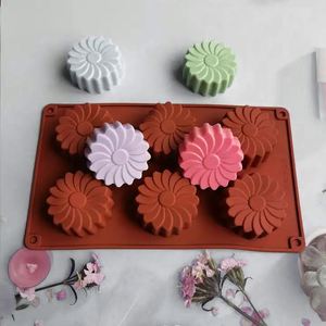 Decoration <b>Tools</b> 6 Holes Sunflower Flower Shaped New Year Soap Baking <b>Crafts</b> Cake Mould Silicone Mold for Resin Casting - Product Image 4