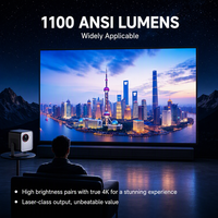 Projecteur LCD 4K natif 1100 ANSI Lumens Véritable 4K 3840x2160 Home Cinéma Correction automatique de la distorsion trapézoïdale Android 13 Haut-parleur 10W WiFi OEM