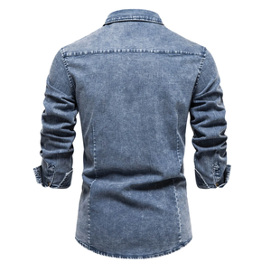 Nouvelle arrivée Service OEM Chemises en jean grande taille pour hommes Conception personnalisée Chemises en jean en denim élégantes confortables et lavées de BD - Product Image 6