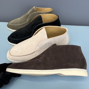 Bottes de désert décontractées montantes en cuir véritable pour homme, antidérapantes, à semelle plate, style mocassins à enfiler - Product Image 3