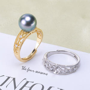 Anneau en argent S925 à faire soi-même avec perles, accessoire de mode pour femmes, perles de 6 à 8 mm avec support vide 10374 pour accessoires assortis - Product Image 1