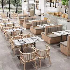 Ensembles de restaurant modernes personnalisés pour la restauration Hot Pot Tea Noodle Burger Shops-Deck Sofa Table Chair Slate Table Combination - Product Image 2
