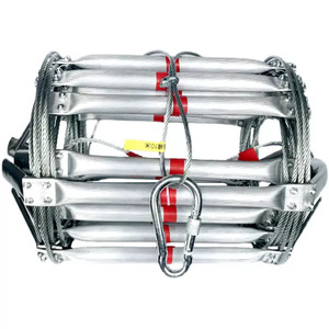 Escalera de cuerda de rescate de aleación de aluminio de 10 pies, portátil, con bloqueo manual, para escape de emergencia y entrenamiento. - Product Image 1