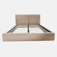 Modernes Deluxe Twin XL Doppelbett Villa Stoffbett Hotel Minimalistisches Verstellbares Edelstahl Cremefarbenes Modulares Bett
