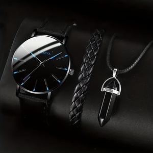 Juego de 3 Relojes de Cuarzo para Hombre con Cadena de Pulsera, Relojes de Lujo para Hombre, Regalo para Hombre - Product Image 2
