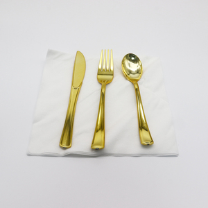 Ensemble de couverts en <span class=keywords><strong>plastique</strong></span> doré écologiques de luxe, élégants et jetables, cuillère, fourchette, couteau, <span class=keywords><strong>vaisselle</strong></span> pour mariage, fête, événements, fournitures - Product Image 4