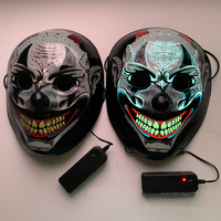 Masque LED effrayant pour Halloween, masque intégral, décorations du Jour des Morts