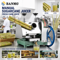Presse à jus de canne à sucre manuelle BANMO, machine à manivelle en acier inoxydable, extracteur de jus pour les magasins de jus, les cafés, les stands de boissons