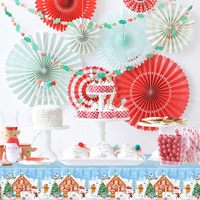Nappe de fête de Noël, nappe rectangulaire jetable pour fête de Noël, nappe en plastique à thème de Noël pour les fêtes de Noël