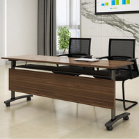 Table de conférence pliable moderne, extensible, rectangulaire, avec plateau en bois et pieds en métal, mobilier de bureau
