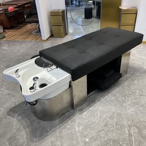 High Quality Stainless Steel Base Shampoo <b>Chair</b> <b>with</b> <b>Storage</b> Water Circulation for Barber Shops Dining Park & Exterior Use - Product Image 4