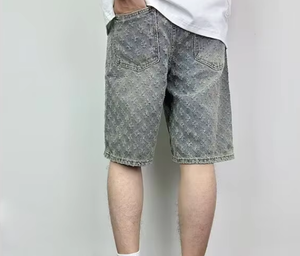 Pantalon décontracté de sport d'été de marque tendance pour hommes Nouveau <span class=keywords><strong>short</strong></span> <span class=keywords><strong>en</strong></span> <span class=keywords><strong>jean</strong></span> de style américain Taille moyenne Bouton mince respirant Grande taille - Product Image 4