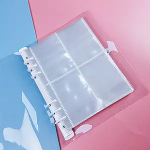 Carpeta de PP transparente 1/4, carpeta de bolsillo A5, páginas internas, Mangas de plástico para fotos, relleno transparente, 6 agujeros, bolsas de hojas sueltas, gran oferta