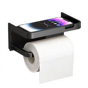 Modern Plastic Rectangular <b>Toilet</b> <b>Roll</b> <b>Holder</b> No Perforation <b>Wall</b> <b>Mount</b> Bathroom Tissue Rack For Home Hotel - Product Image 4