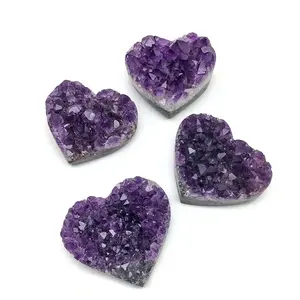 Großhandel herzförmige Amethyst Geode Cluster Heils teine natürlichen Kristall lila Amethyst Cluster für die Dekoration