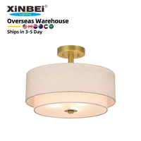 US Livraison gratuite Semi Flush 2 Tier Tissu E26 Intérieur Décoratif Moderne Design Nordique Pendentif Plafonnier pour Salon