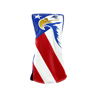 Housse de protection pour tête de driver de golf OEM personnalisée brodée, imperméable, motif Aigle Drapeau USA, en cuir PU premium avec doublure en peluche, marque PM