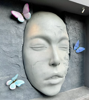 Sculptures de masques faciaux en résine sur mesure, figurines en fibre de verre, décorations pour bars, parcs et places publiques