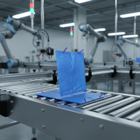 Sac intérieur industriel en polyéthylène bleu à soufflet latéral PE Easy Open pour emballage plat avec tube plastique