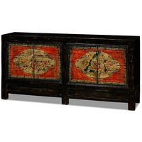 Meuble antique en bois massif peint à la main vintage chinois, armoire mongole