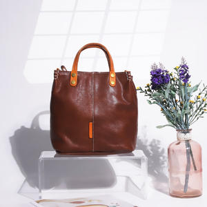 กระเป๋าถือหนังแท้ย้อนยุคหนังฟอกฝาดทำด้วยมือสำหรับผู้หญิงกระเป๋าสะพายไหล่เรียบง่ายหลากสี - Product Image 6