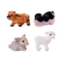 Miniature en résine d'animaux de ferme (agneau, poney, yack, lapin) pour terrarium de mousse, table de sable rurale et décoration de micro-paysage