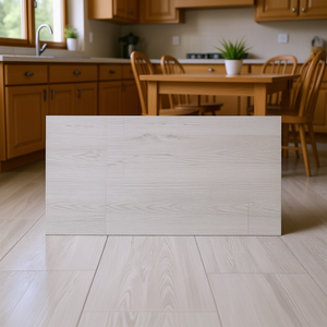 Dalles de sol en vinyle auto-adhésives gris clair imitation bois 390 x 23,6 pouces, épaisseur 1,5 mm, à peler et coller, pour cuisine et salle à manger - Product Image 2