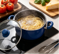 Casserole de cuisine en fonte d'aluminium pour restaurant avec couvercle en verre