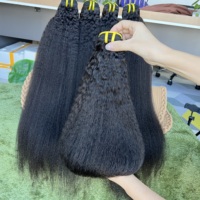 Cheveux humains brésiliens naturels non traités de qualité 12A, lisses et bouclés, pour tissage, en lots