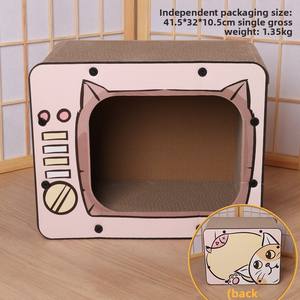 Neuestes Langlebiges Umweltfreundliches Wellpappe 2-Ebenen TV-förmiges Katzenbett & Kratzboard - Product Image 6