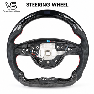 Volant aspect carbone W205 2015-2018 pour Mercedes-Benz Classe C avec LED noir, remplacement personnalisé en gros pour ateliers - Product Image 1
