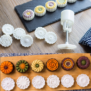 <span class=keywords><strong>Moule</strong></span> à gâteau de lune en forme de fleur, 6 styles, 50g, <span class=keywords><strong>moule</strong></span> à gâteau de lune en fondant à pression manuelle DIY - Product Image 2