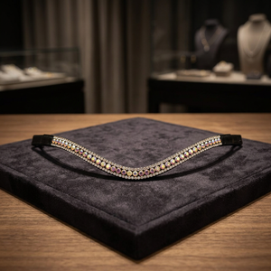 Made in India Buffalo Leather Horse brow band Premium Diamond Crystals Durable Handcrafted Design Elegant Sparkling Custom Color - Product Image 1